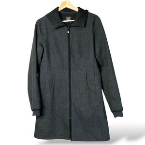 ARC’TERYX Lanea Wool Blend Coat Hooded Taped Seams Full Zip Close Charcoal Sz M